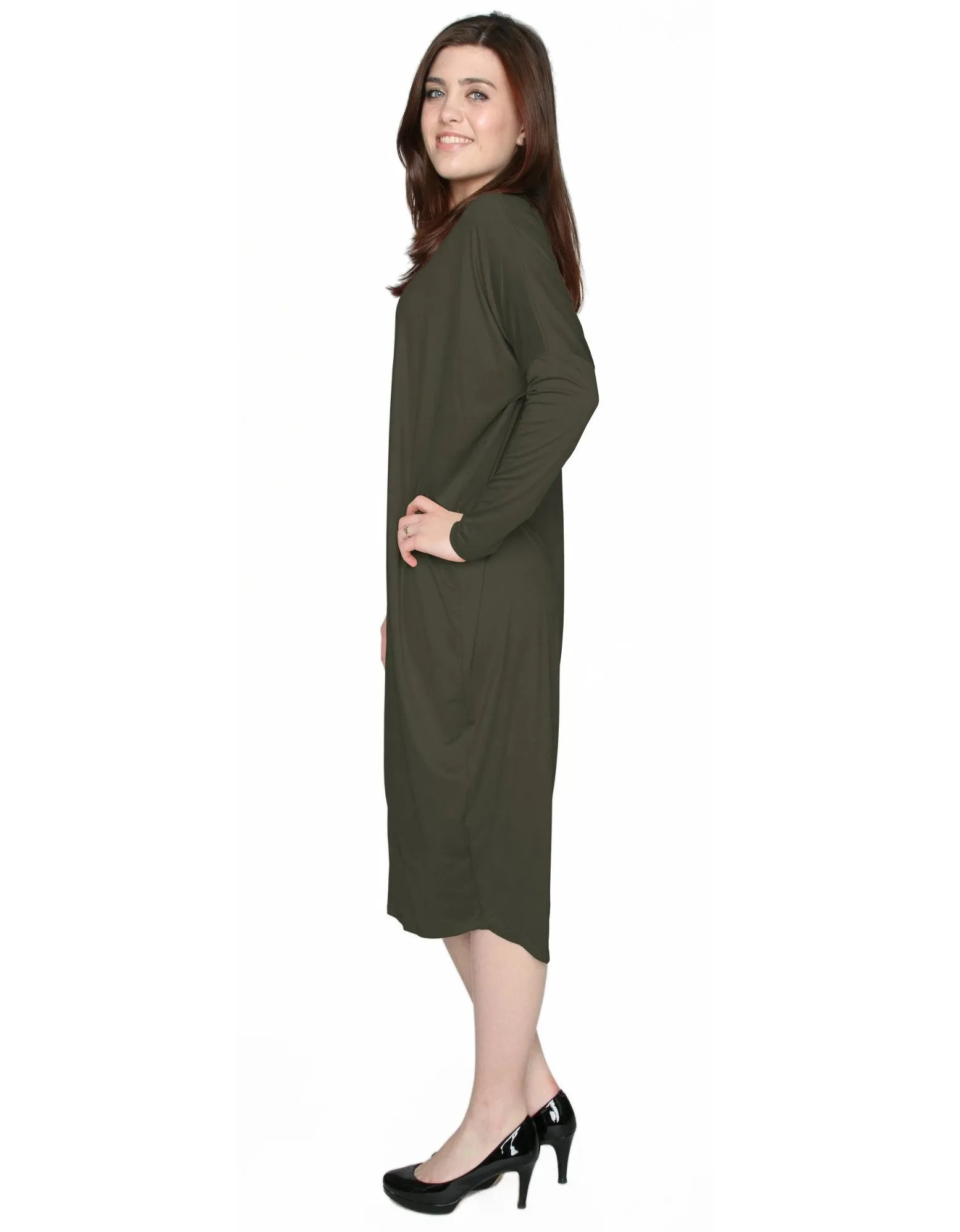 Women's Micro Suede Knit Comfy Midi Dress