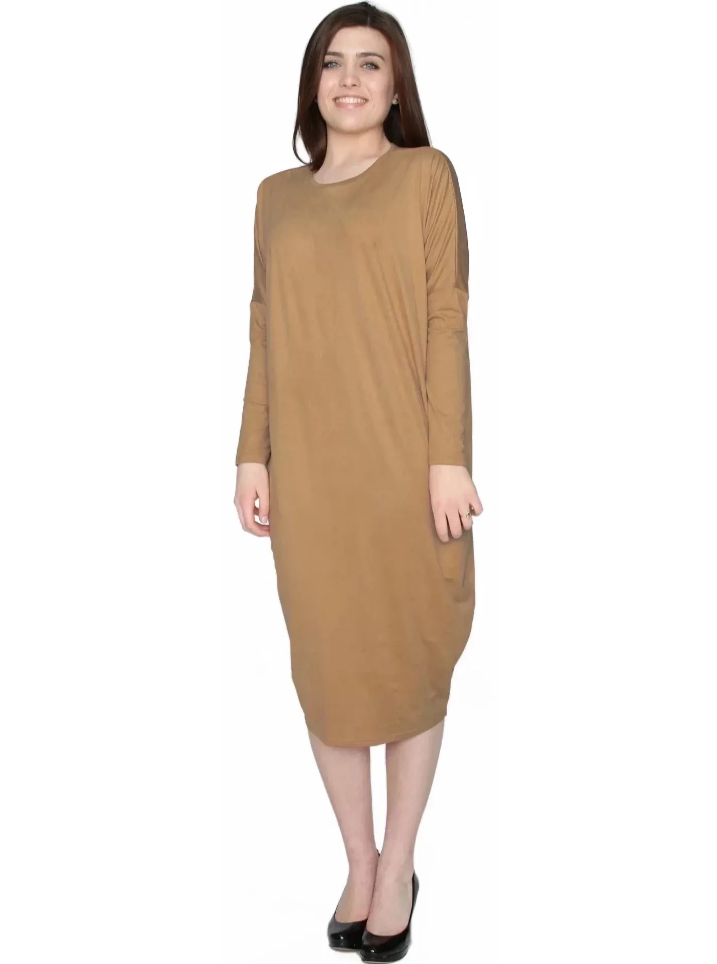 Women's Micro Suede Knit Comfy Midi Dress